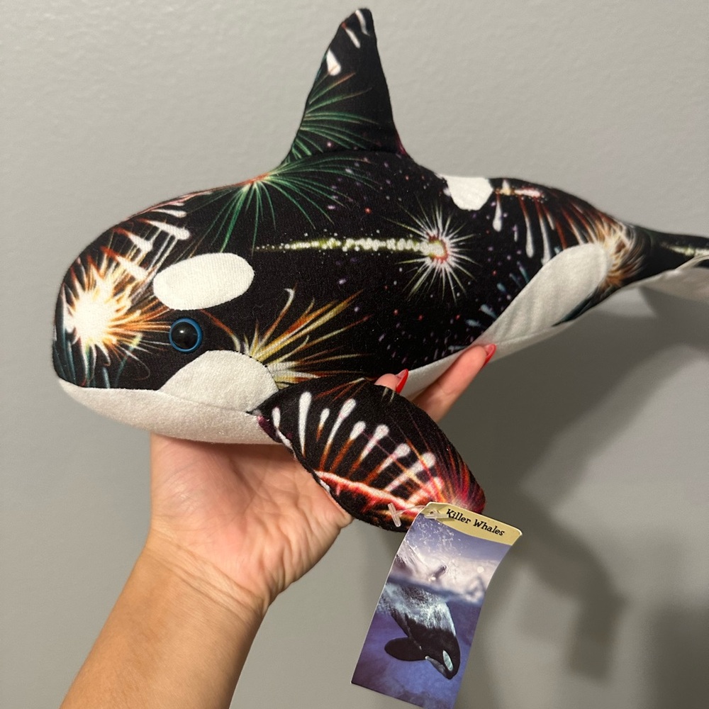 Firework Patterned Stuffed Orca Whale